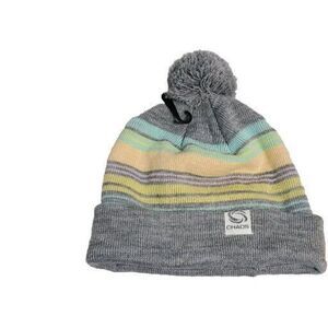 New Chaos womens/Teen Knit Hat Pom Pom Pastel Colors + Gray Fine O/S No Tags